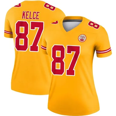 Women's Travis Kelce Kansas City Chiefs Inverted Jersey - Legend Gold Plus Size